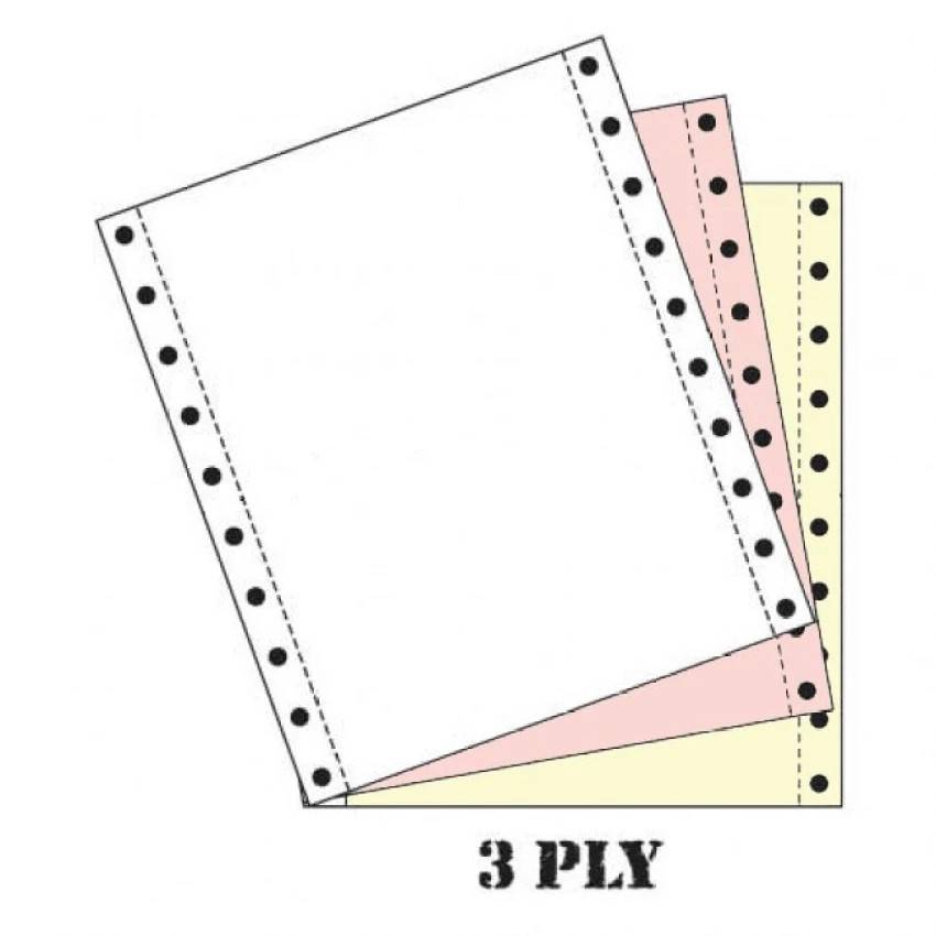A4 Computer Form 3PLY Colour (500 fan) - White /Pink/Yellow